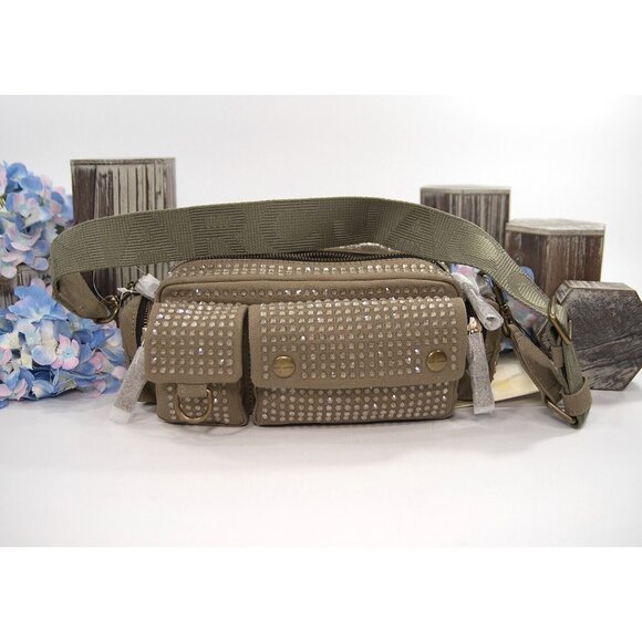 Marc Jacobs Handbags - MARC JACOBS Cargo Crystal Embellished Slate Green Canvas Shoulder Bag